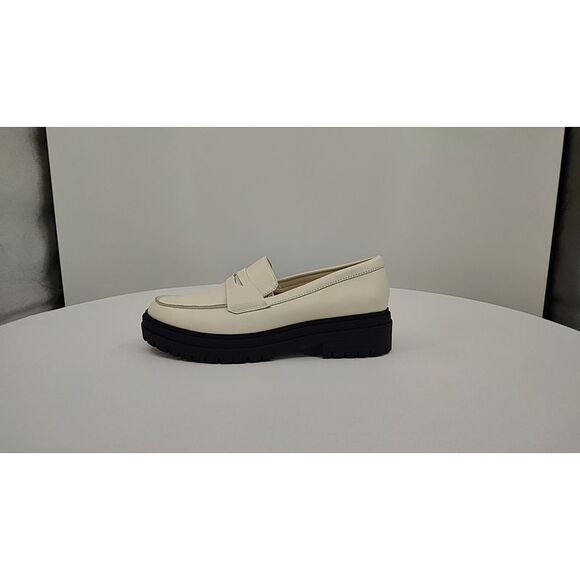 Quince Cream Leather Lug Sole Penny Loafers - Picture 2 of 4